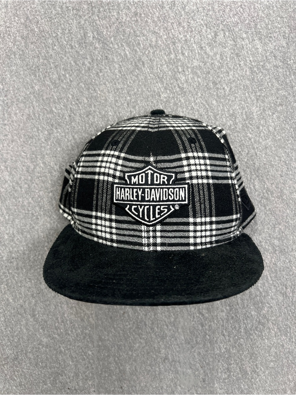 Harley-Davidson New Era 59Fifty Fitted Hat Plaid Suede Brim Size 7 1/8